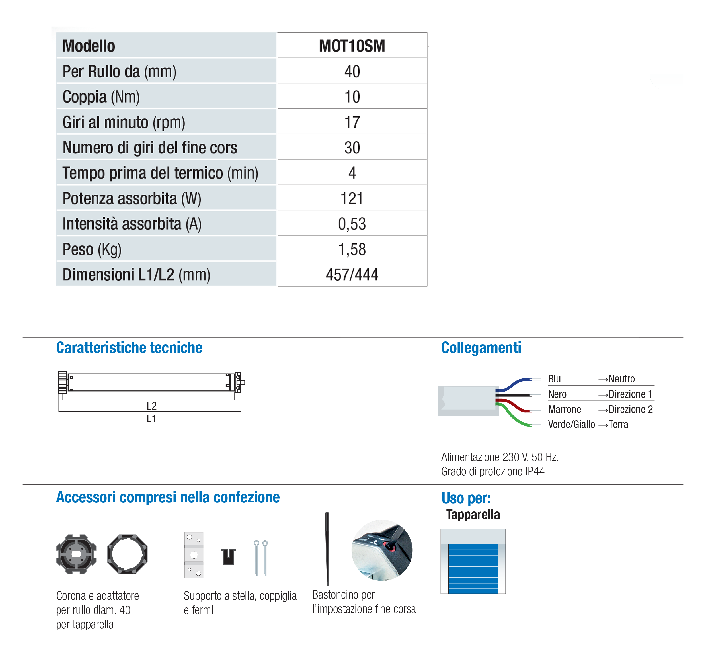 Descrizione Motore Meccanico senza manovra di soccorso ø 35